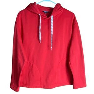 Stoic Pullover Hoodie Fleece Kangaroo Pocket Red Women S Athleisure Cozy